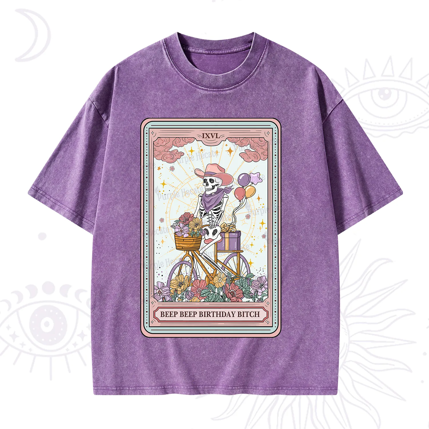 Purplehecate The Beep Beep Birthday Bitch Tarot Washed T-Shirt