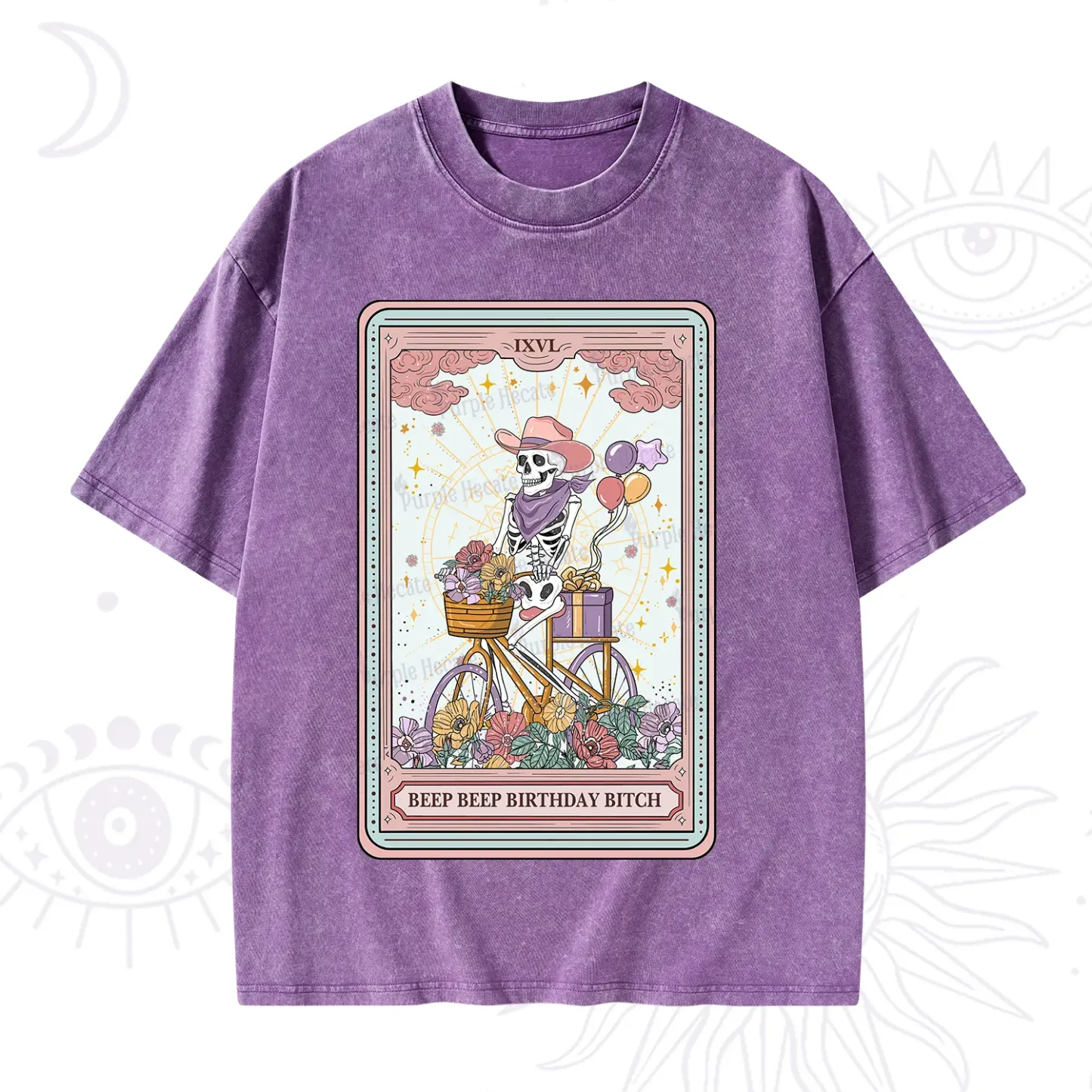 Purplehecate The Beep Beep Birthday Bitch Tarot Washed T-Shirt