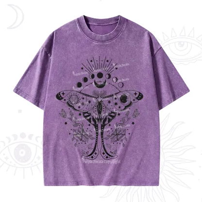 Purplehecate Moonlit Celestial Moth Washed T-Shirt