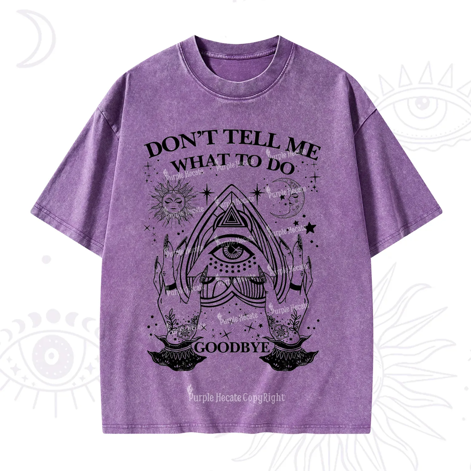 Purplehecate Don't Tell Me What To Do Witch Planchette Eye Washed T-Shirt