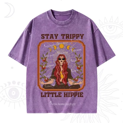 Purplehecate Stay Trippy Little Witchy Hippie Washed T-Shirt
