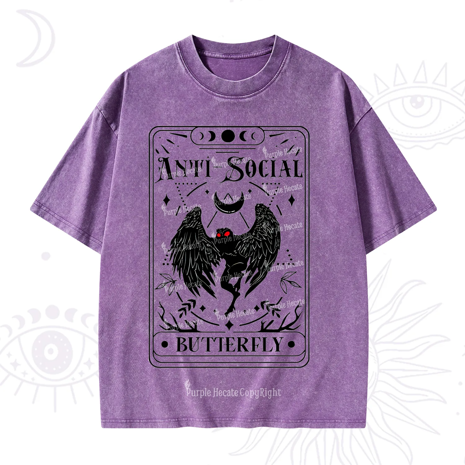 Purplehecate The Antisocial Butterfly Oracle Card Washed T-Shirt
