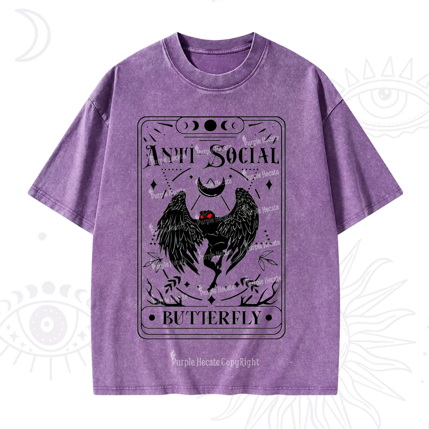 Purplehecate The Antisocial Butterfly Oracle Card Washed T-Shirt