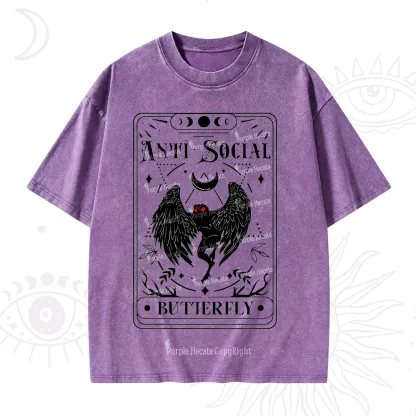 Purplehecate The Antisocial Butterfly Oracle Card Washed T-Shirt