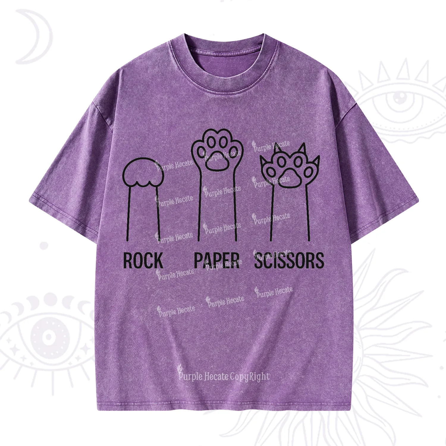 Purplehecate Rock Paper Scissors Cat Paw Edition Washed T-Shirt