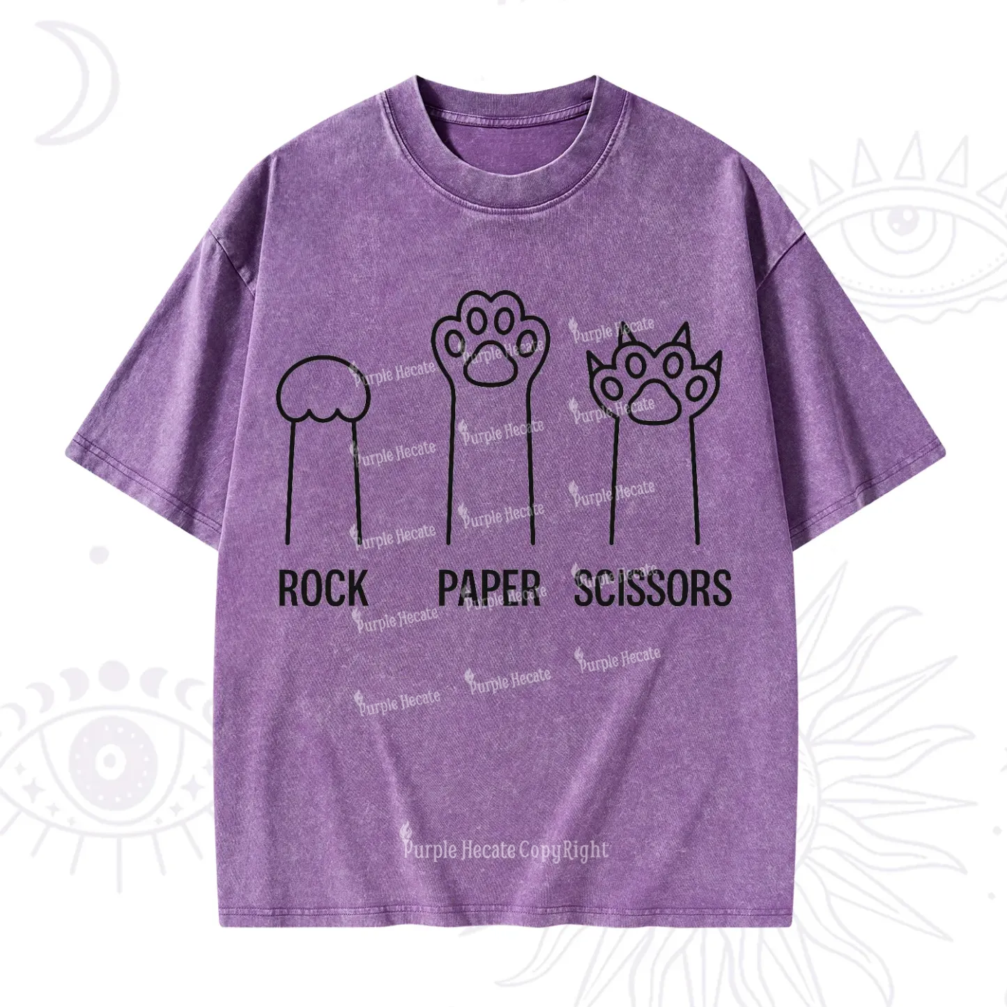 Purplehecate Rock Paper Scissors Cat Paw Edition Washed T-Shirt