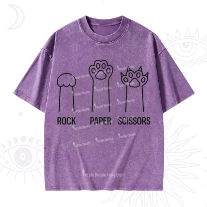 Purplehecate Rock Paper Scissors Cat Paw Edition Washed T-Shirt