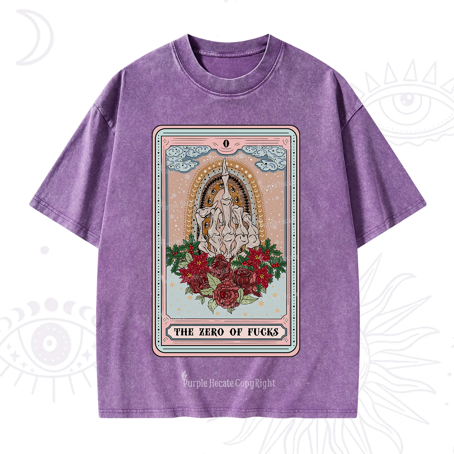 Purplehecate The Zero Of Fucks Tarot Christmas Washed T-Shirt