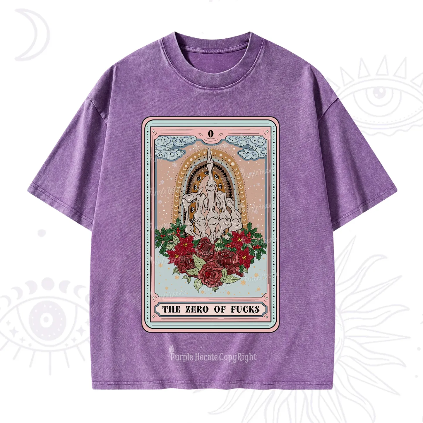 Purplehecate The Zero Of Fucks Tarot Christmas Washed T-Shirt