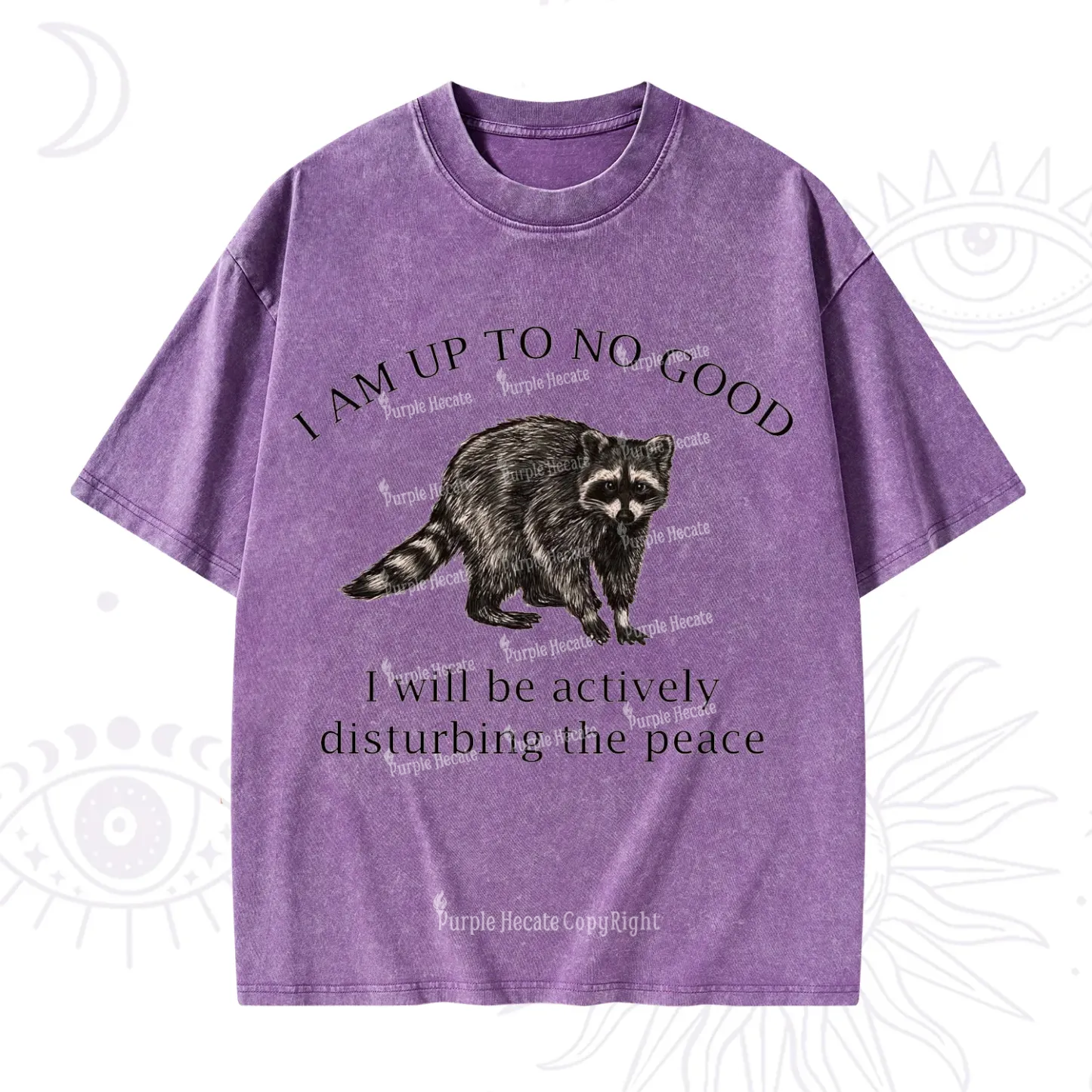 Purplehecate Trash Raccoon Backyard Wildlife Washed T-Shirt
