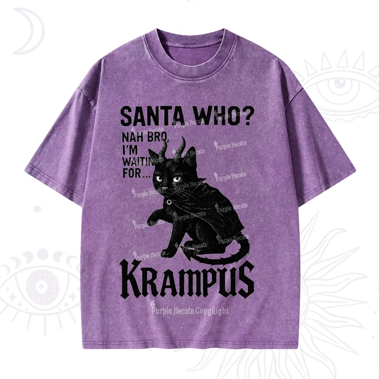 Purplehecate Santa Who? Nah Bro I'm Waiting for Krampus Christmas Washed T-Shirt
