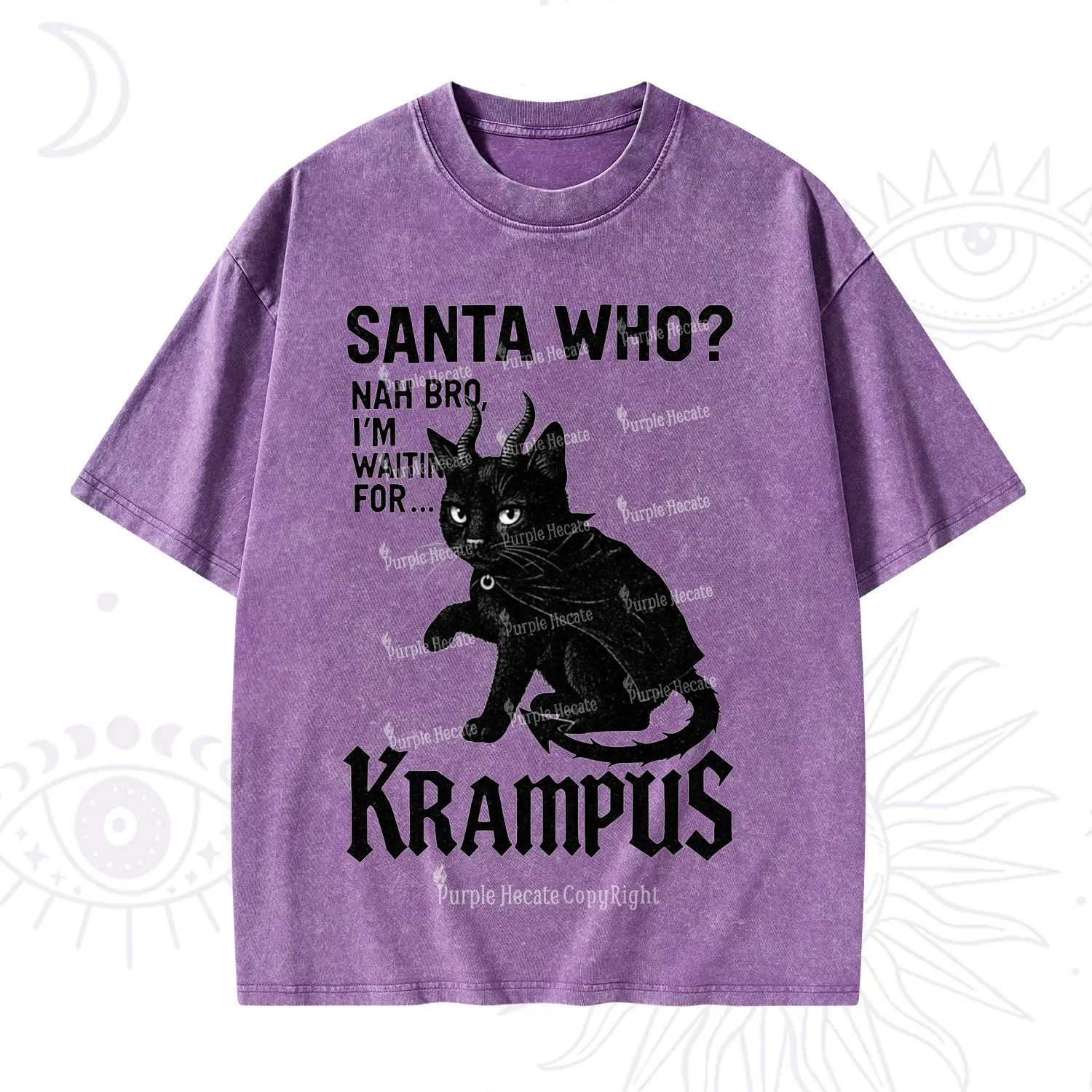 Purplehecate Santa Who? Nah Bro I'm Waiting for Krampus Christmas Washed T-Shirt