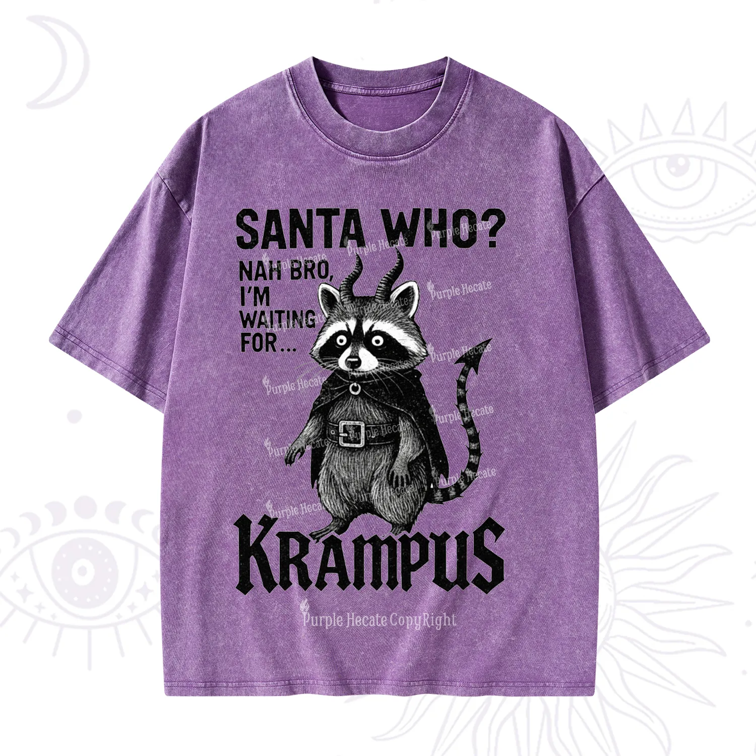 Purplehecate Santa Who? Nah Bro I'm Waiting for Krampus Christmas Washed T-Shirt