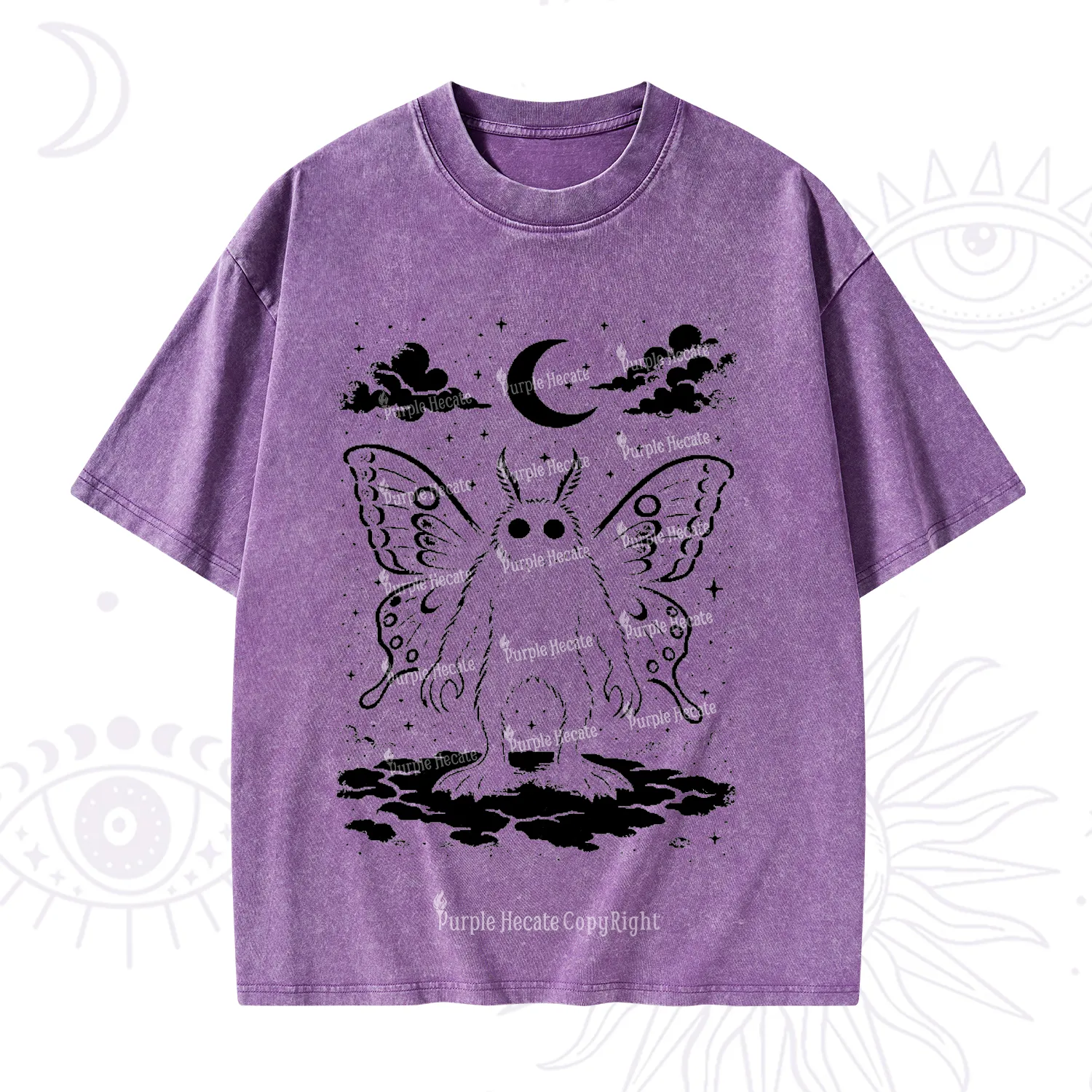 Purplehecate Celestial Cryptid Mothman Washed T-Shirt