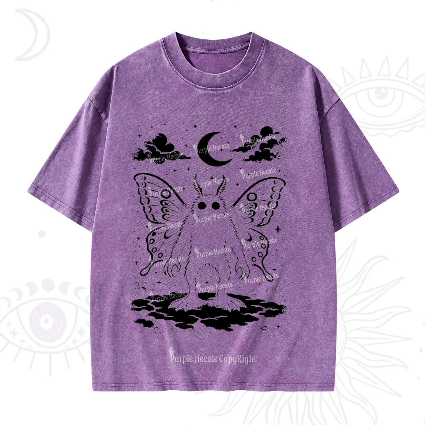 Purplehecate Celestial Cryptid Mothman Washed T-Shirt
