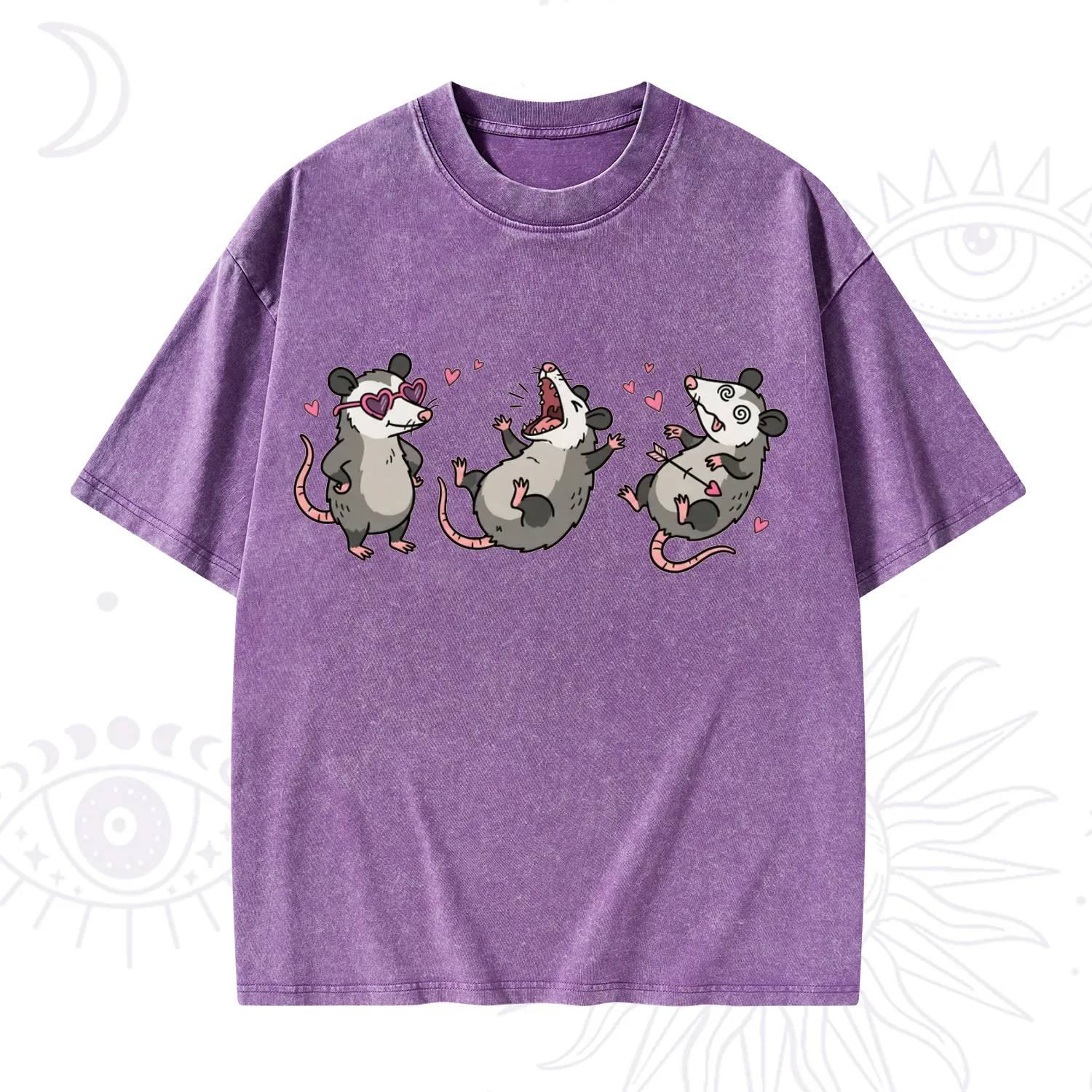 Purplehecate Funny Opossum Valentine Washed T-Shirt