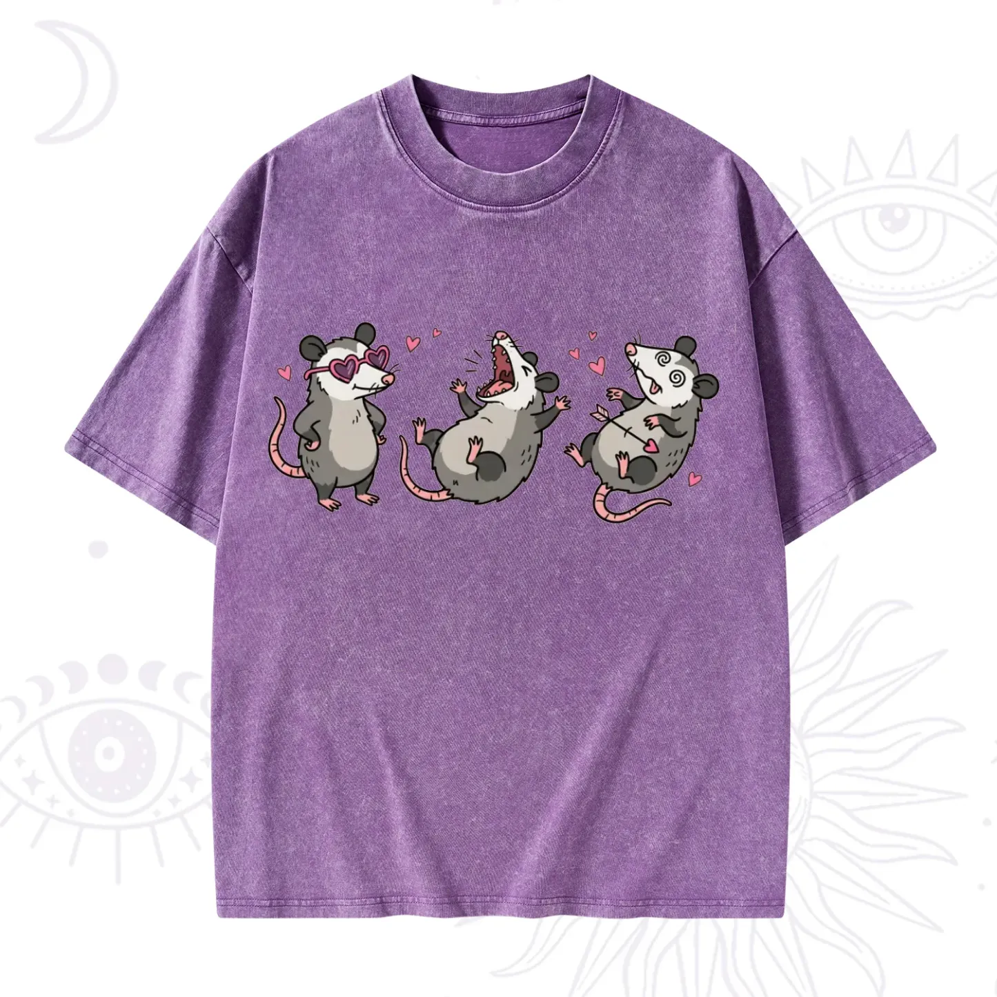 Purplehecate Funny Opossum Valentine Washed T-Shirt