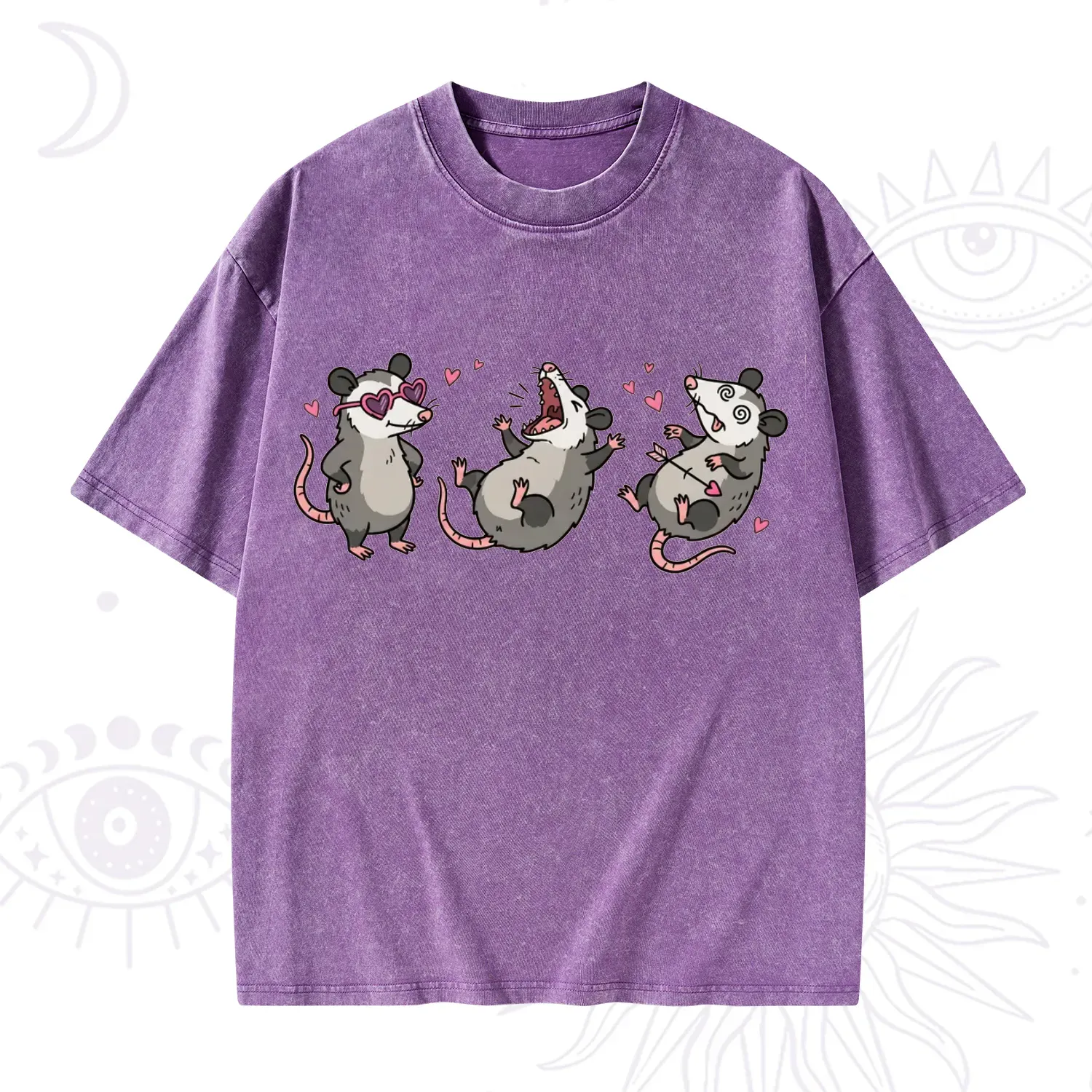 Purplehecate Funny Opossum Valentine Washed T-Shirt