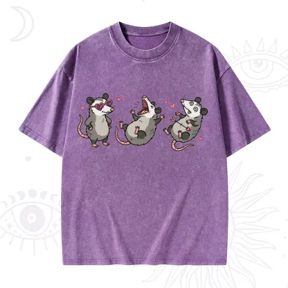 Purplehecate Funny Opossum Valentine Washed T-Shirt