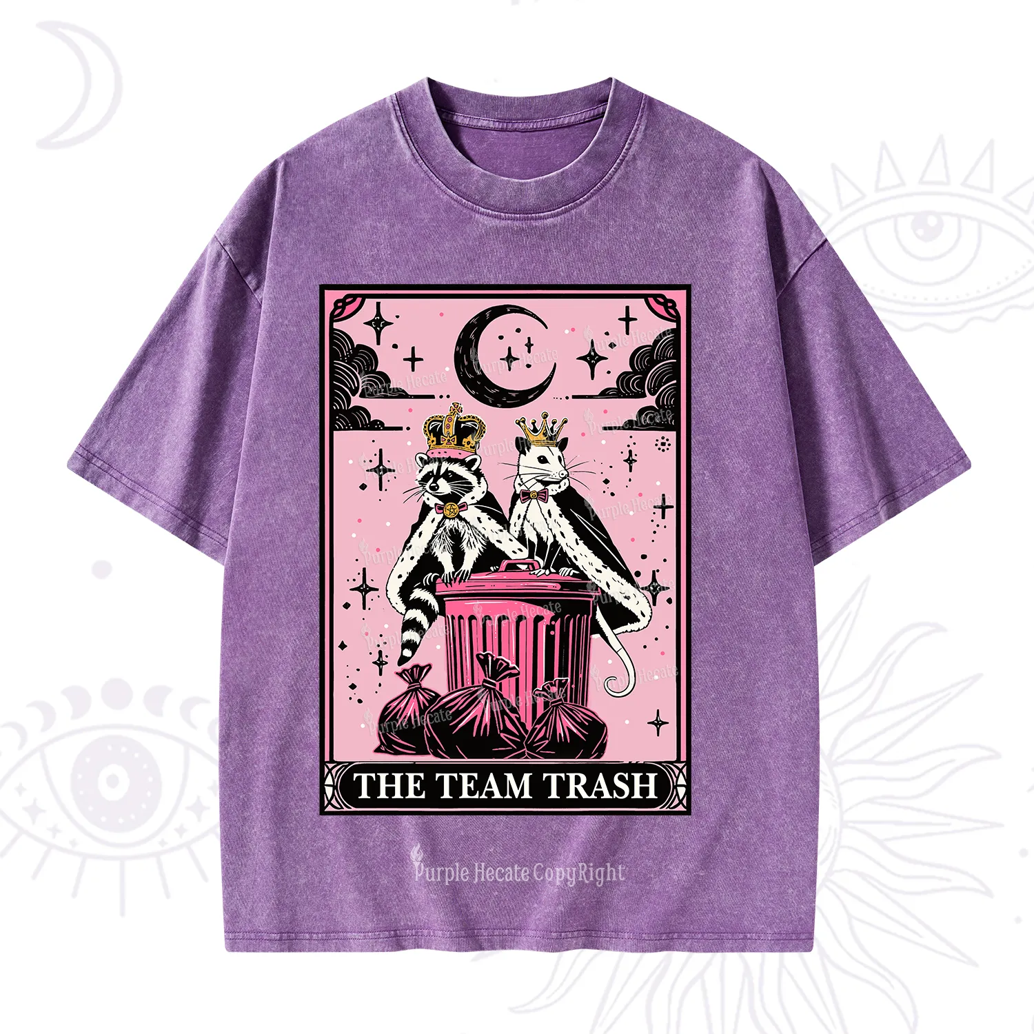 Purplehecate The Trash Kingdom's Tarot Opossum and Raccoon Washed T-Shirt