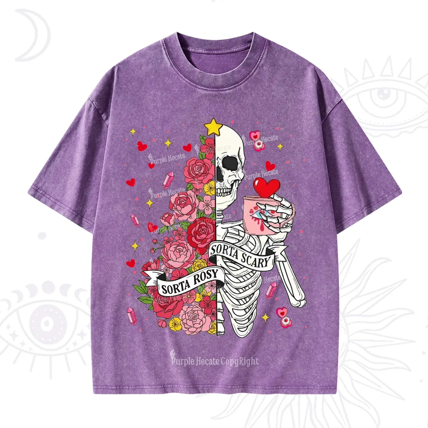 Purplehecate Sorta Rosy Sorta Scary Valentine Washed T-Shirt