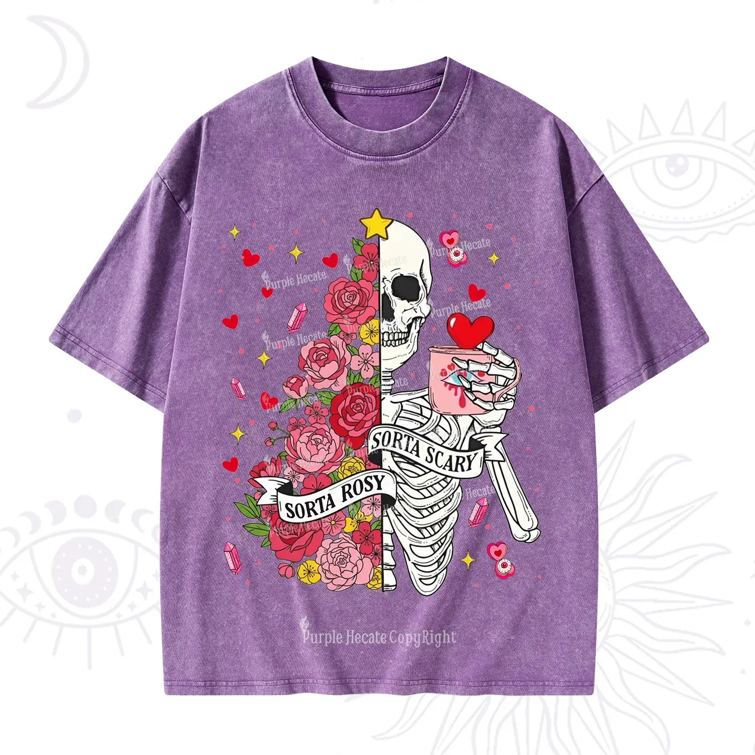 Purplehecate Sorta Rosy Sorta Scary Valentine Washed T-Shirt