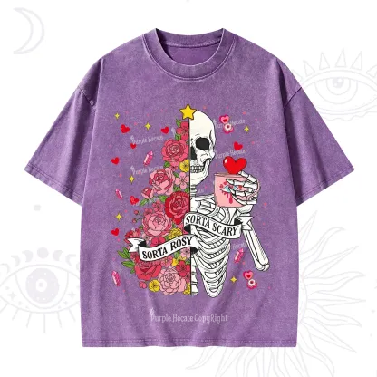 Purplehecate Sorta Rosy Sorta Scary Valentine Washed T-Shirt
