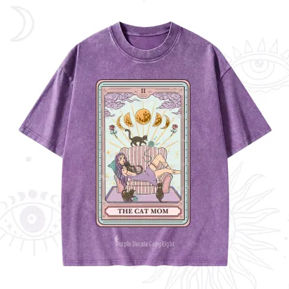 Purplehecate The Cat Mom Tarot Washed T-Shirt