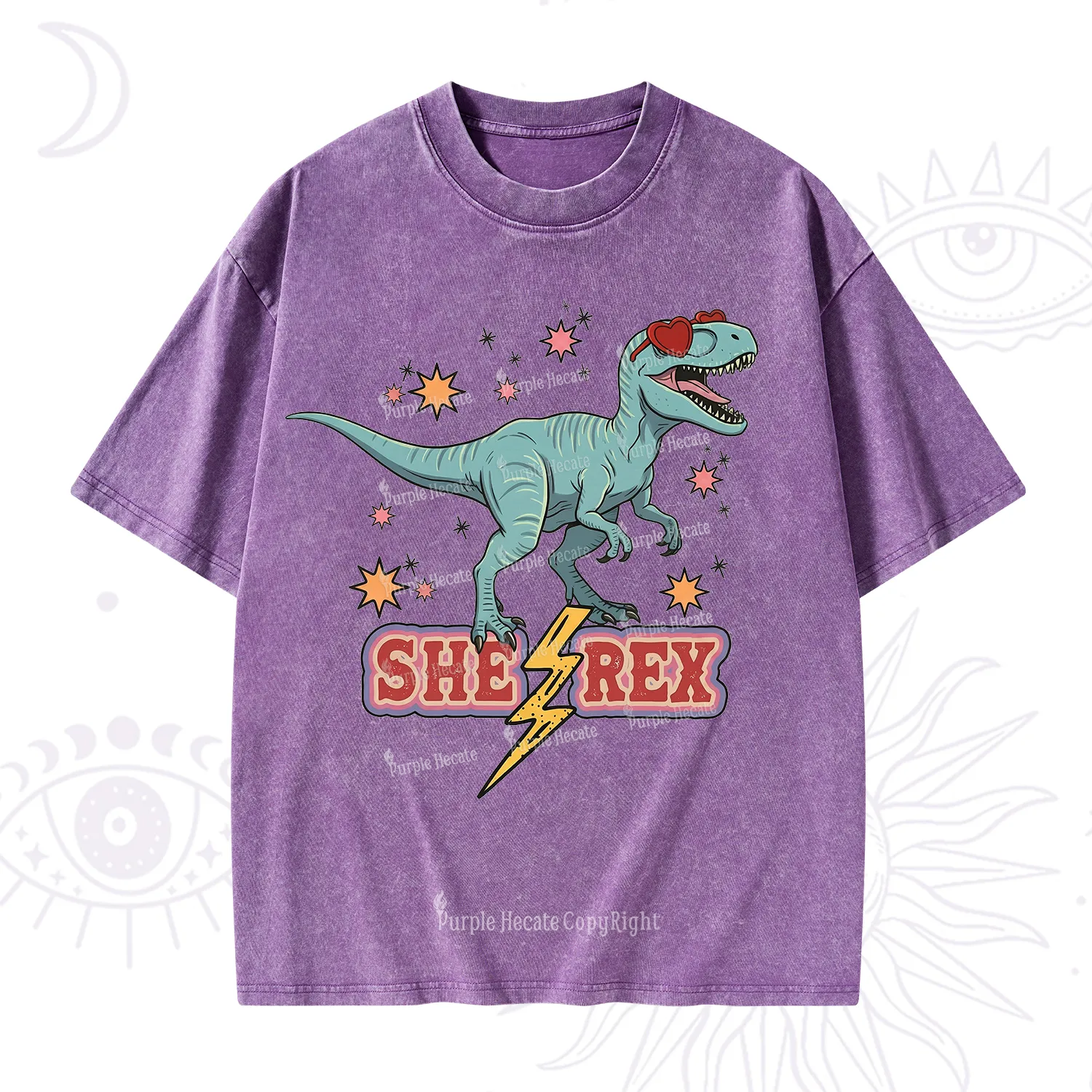Purplehecate She Rex Dinosaur Washed T-Shirt