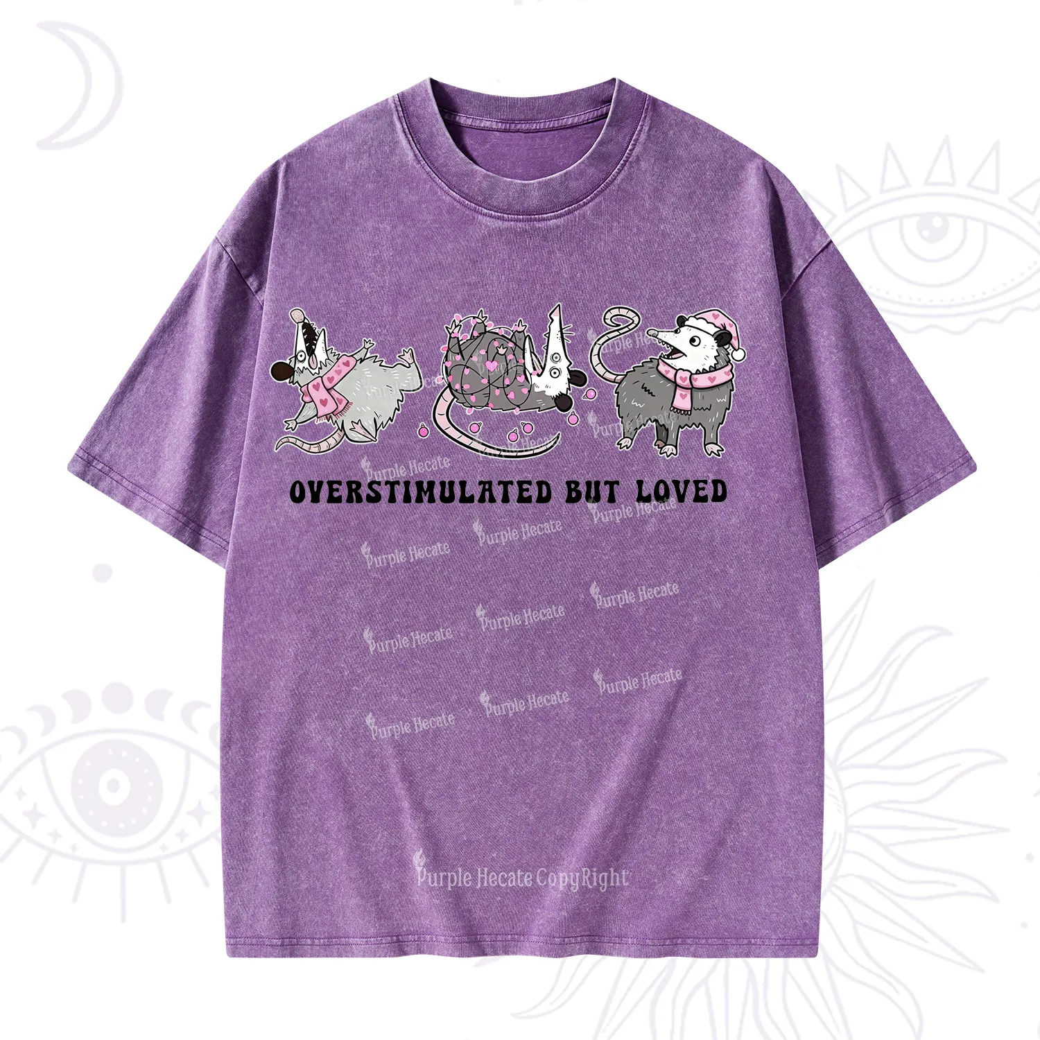 Purplehecate Overstimulated But Loved Valentine Washed T-Shirt