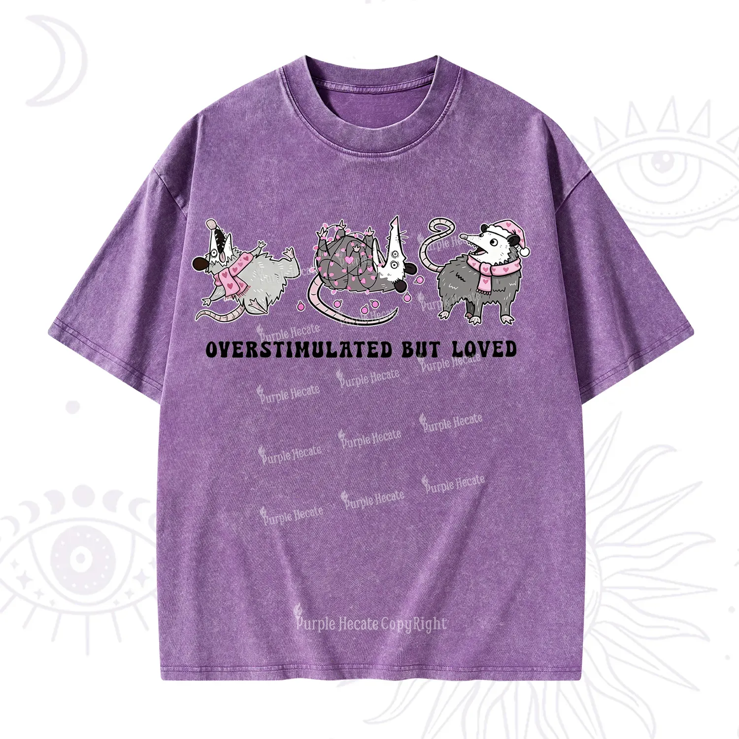 Purplehecate Overstimulated But Loved Valentine Washed T-Shirt