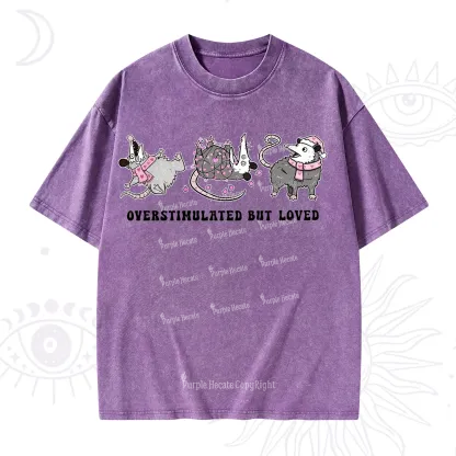 Purplehecate Overstimulated But Loved Valentine Washed T-Shirt