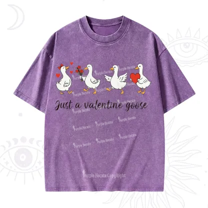 Purplehecate Just A Valentine Goose Valentine Washed T-Shirt