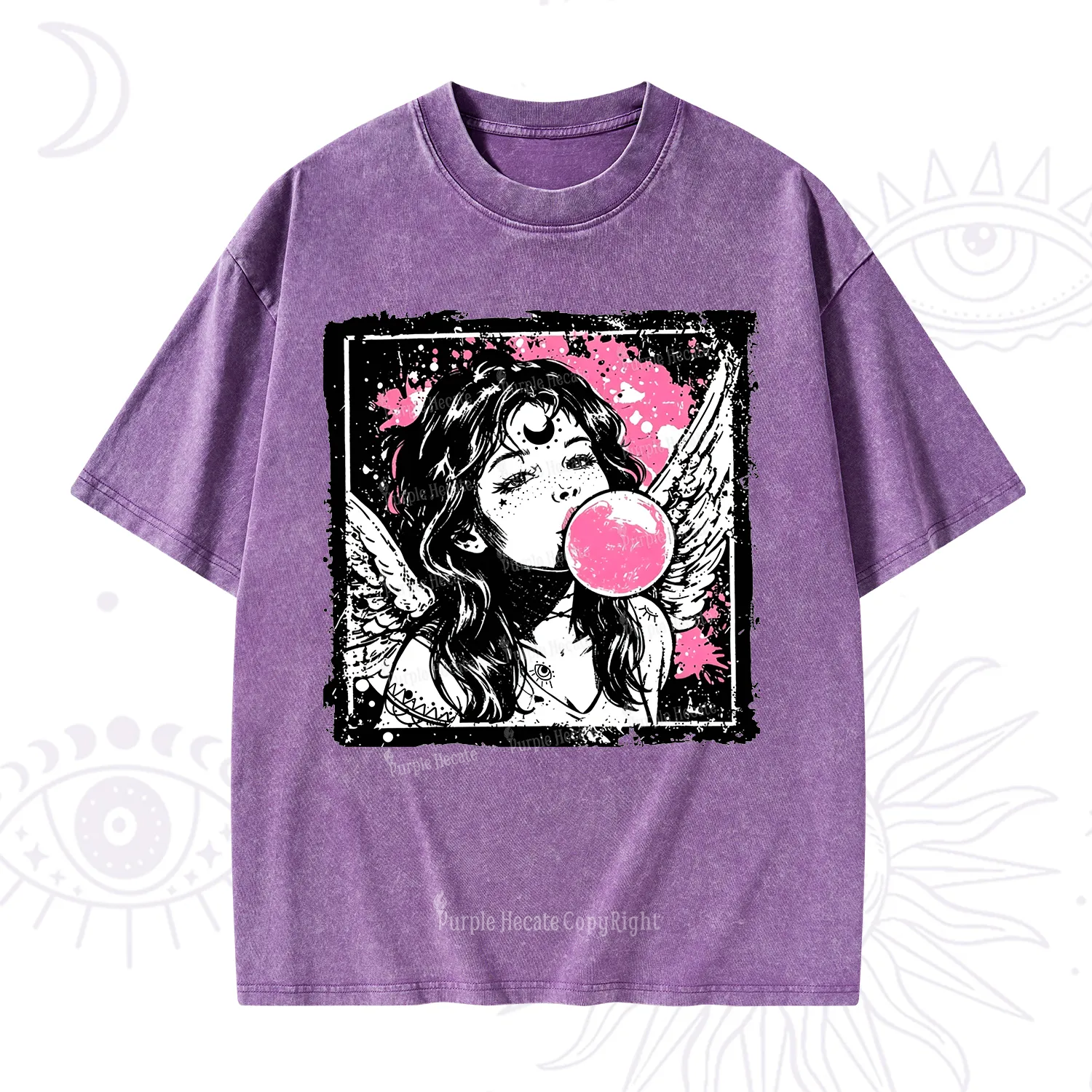 Purplehecate Grunge Angel with Bubblegum Washed T-Shirt