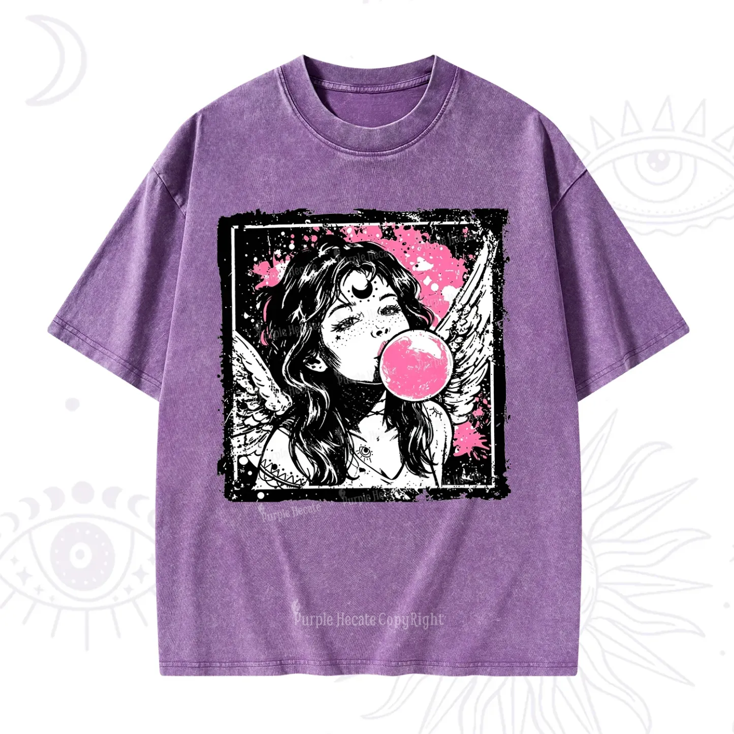 Purplehecate Grunge Angel with Bubblegum Washed T-Shirt