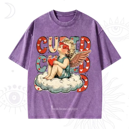 Purplehecate Retro Cupid Vibes Valentine Washed T-Shirt