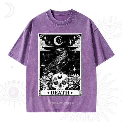 Purplehecate The Crow Death Tarot Washed T-Shirt