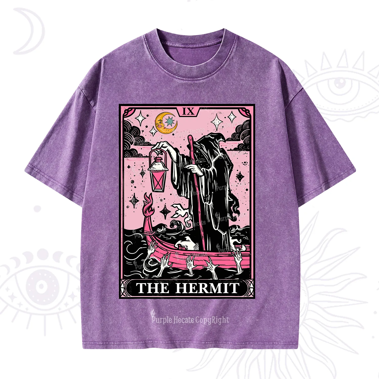 Purplehecate The Hermit Tarot Card Washed T-Shirt