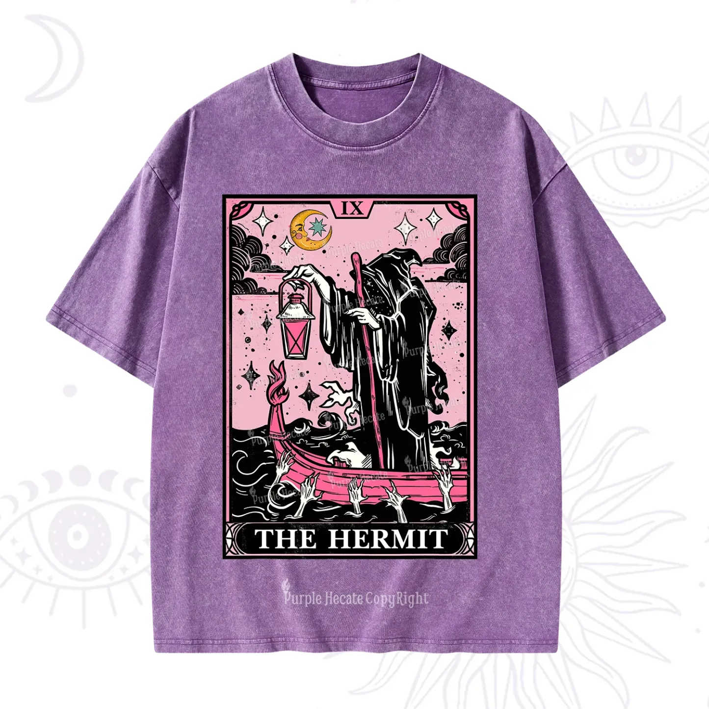 Purplehecate The Hermit Tarot Card Washed T-Shirt