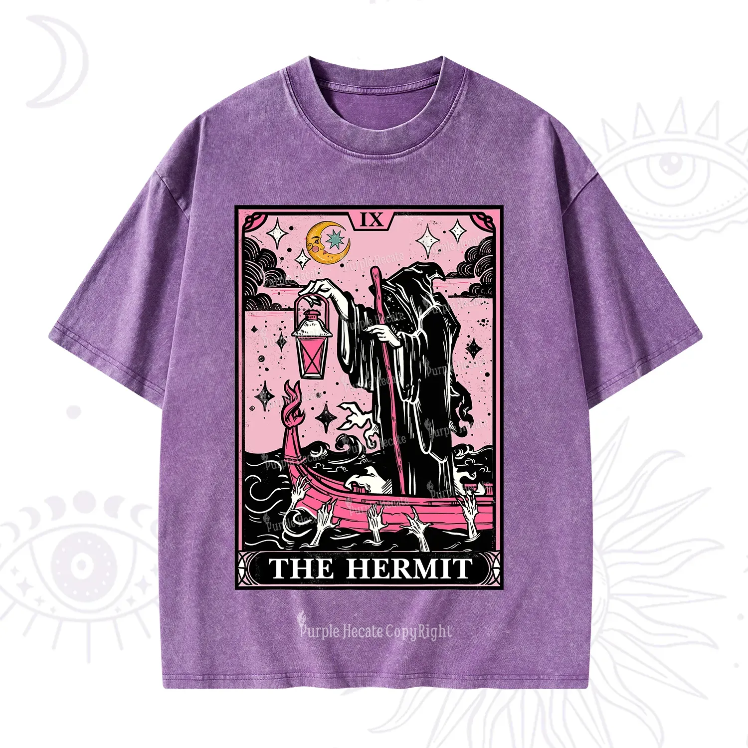 Purplehecate The Hermit Tarot Card Washed T-Shirt
