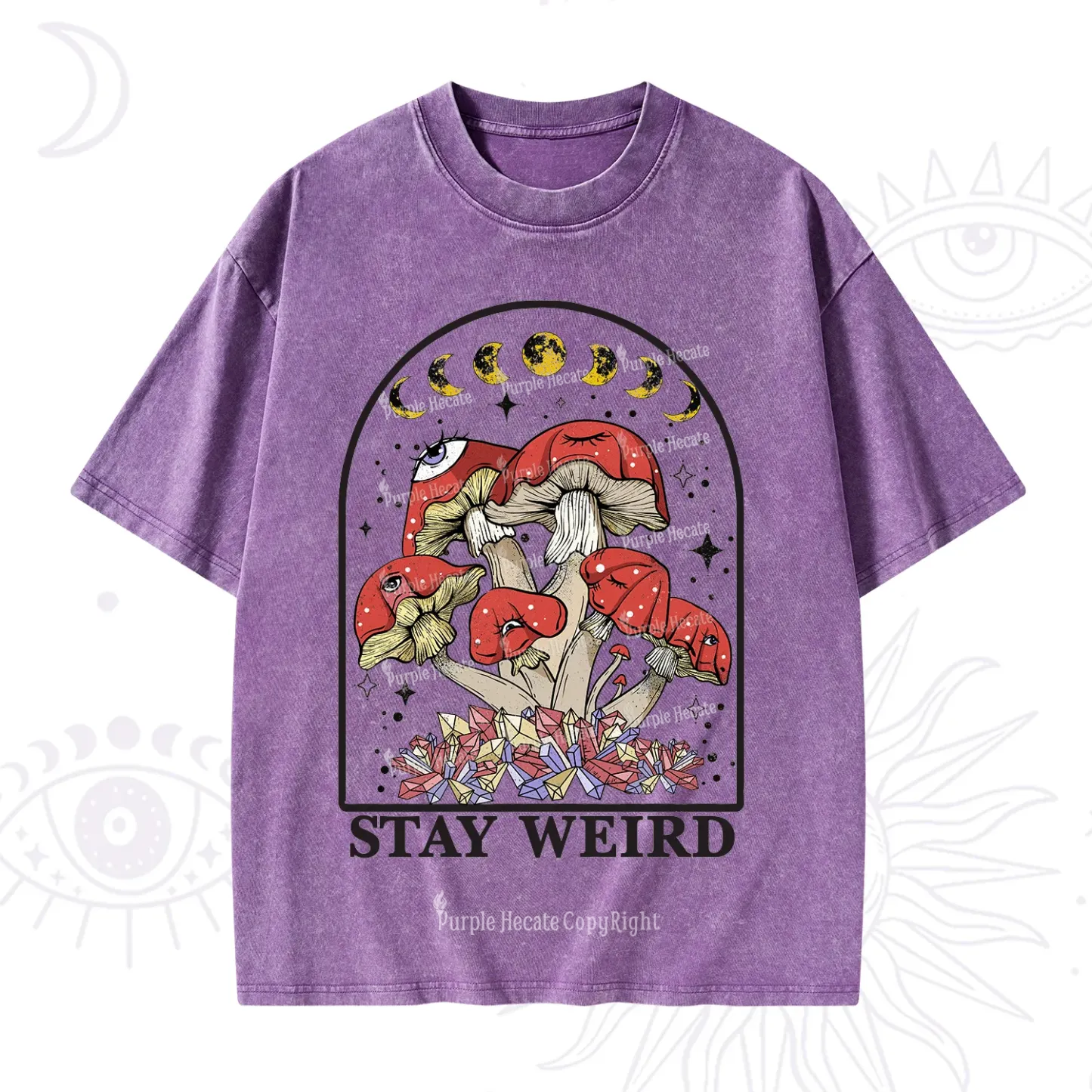 Purplehecate Stay Weird Mushroom Washed T-Shirt