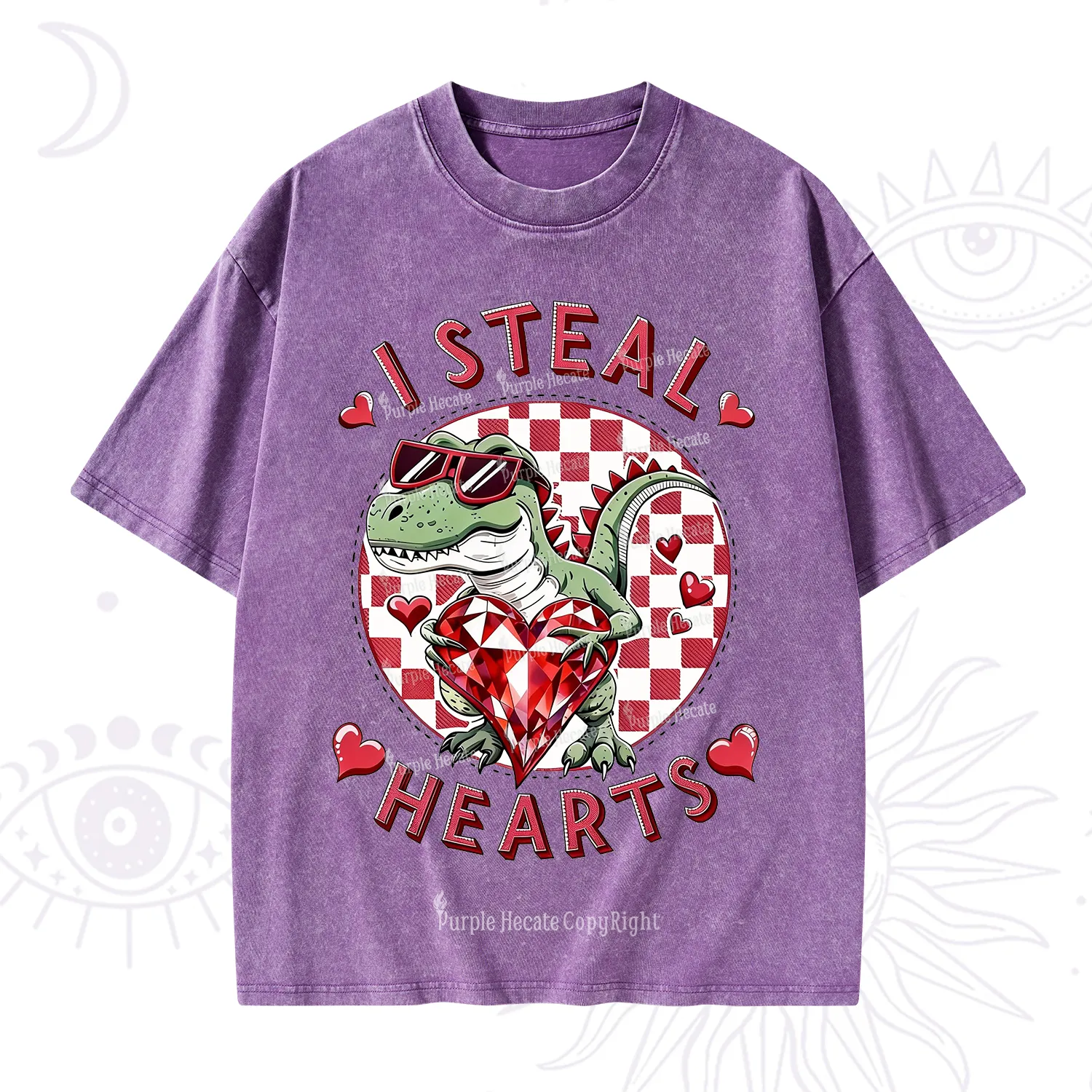 Purplehecate I Steal Hearts Valentine Washed T-Shirt