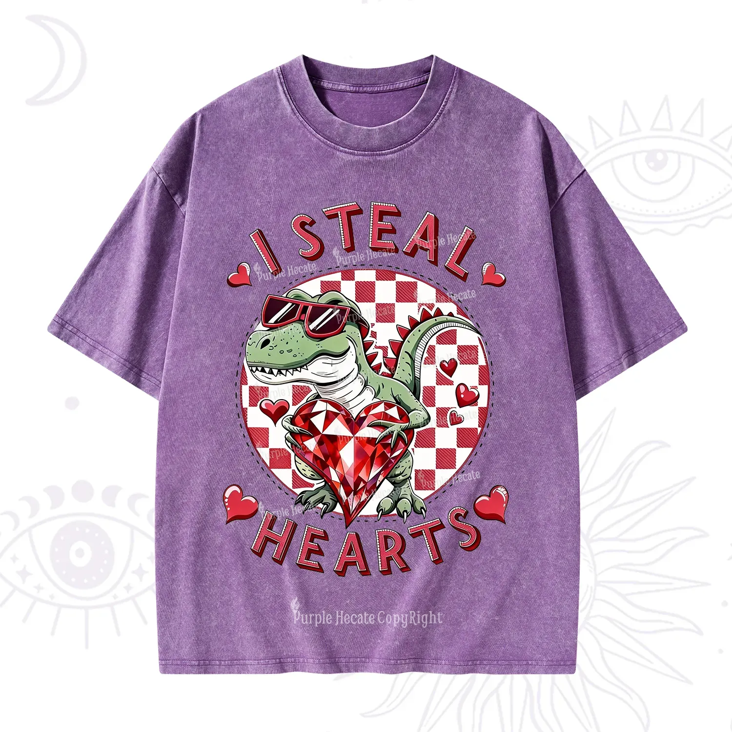 Purplehecate I Steal Hearts Valentine Washed T-Shirt
