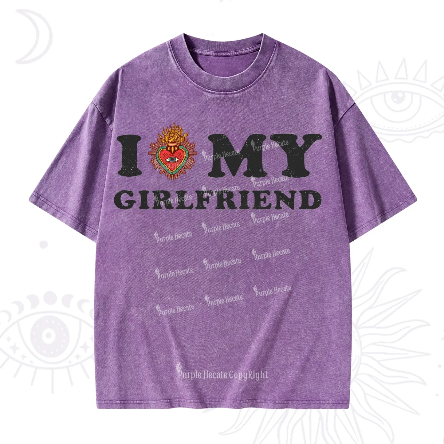 Purplehecate I Love My Boyfriend Valentine Washed T-Shirt