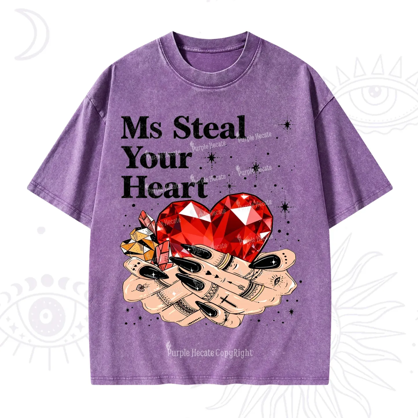 Purplehecate Ms Steal Your Heart Valentine Washed T-Shirt