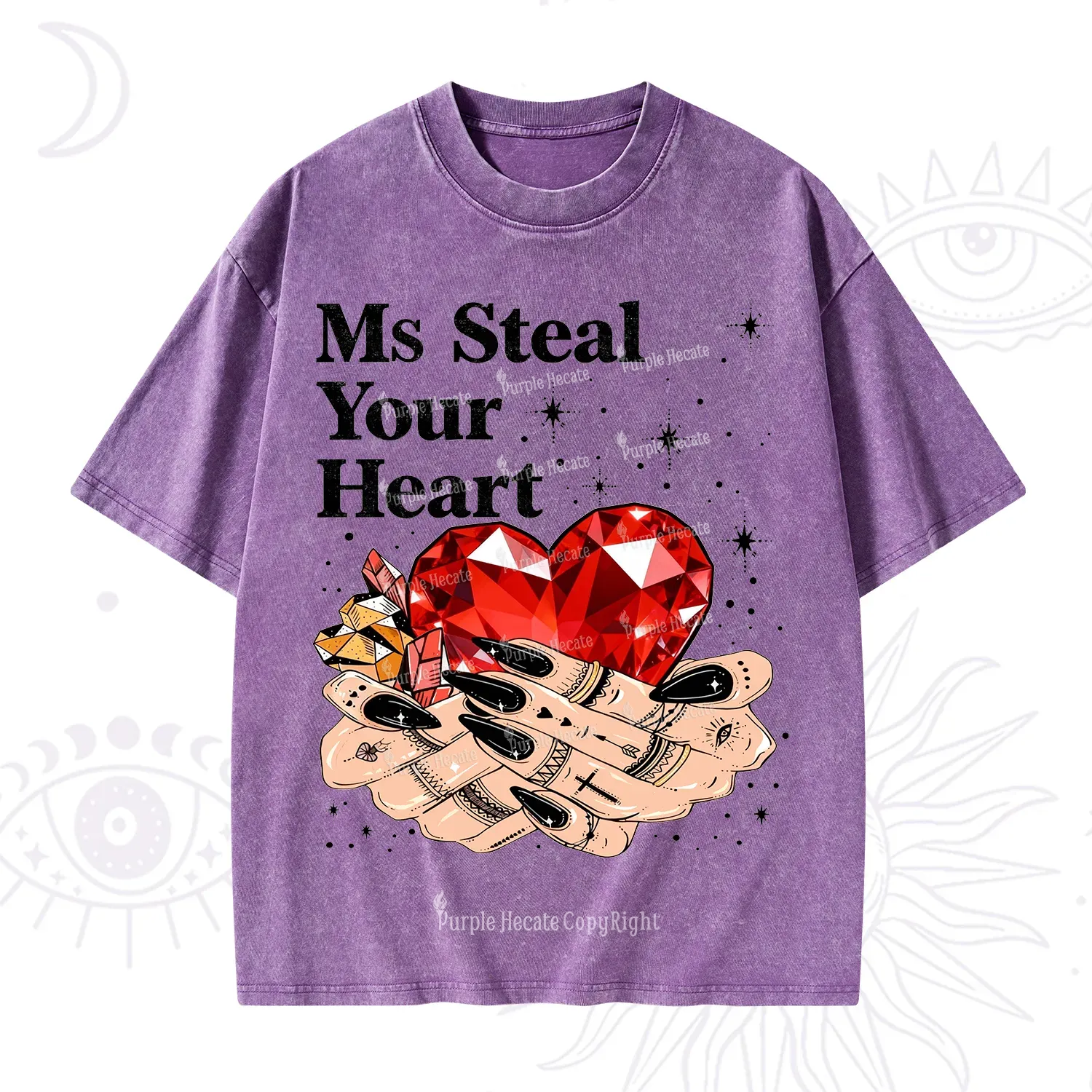 Purplehecate Ms Steal Your Heart Valentine Washed T-Shirt