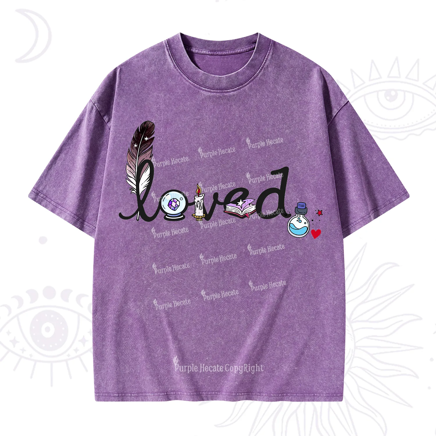 Purplehecate Magical Loved Valentine Washed T-Shirt