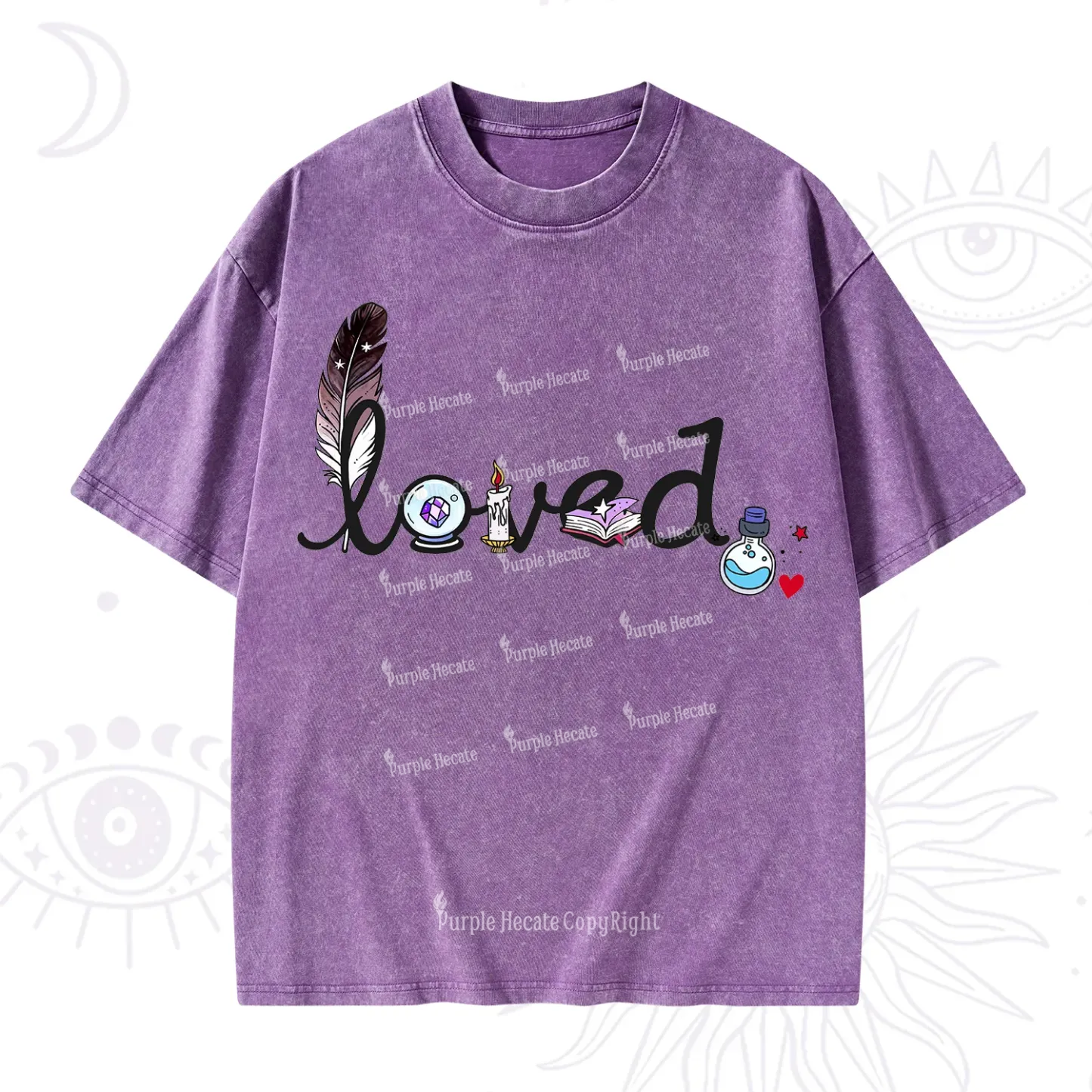 Purplehecate Magical Loved Valentine Washed T-Shirt