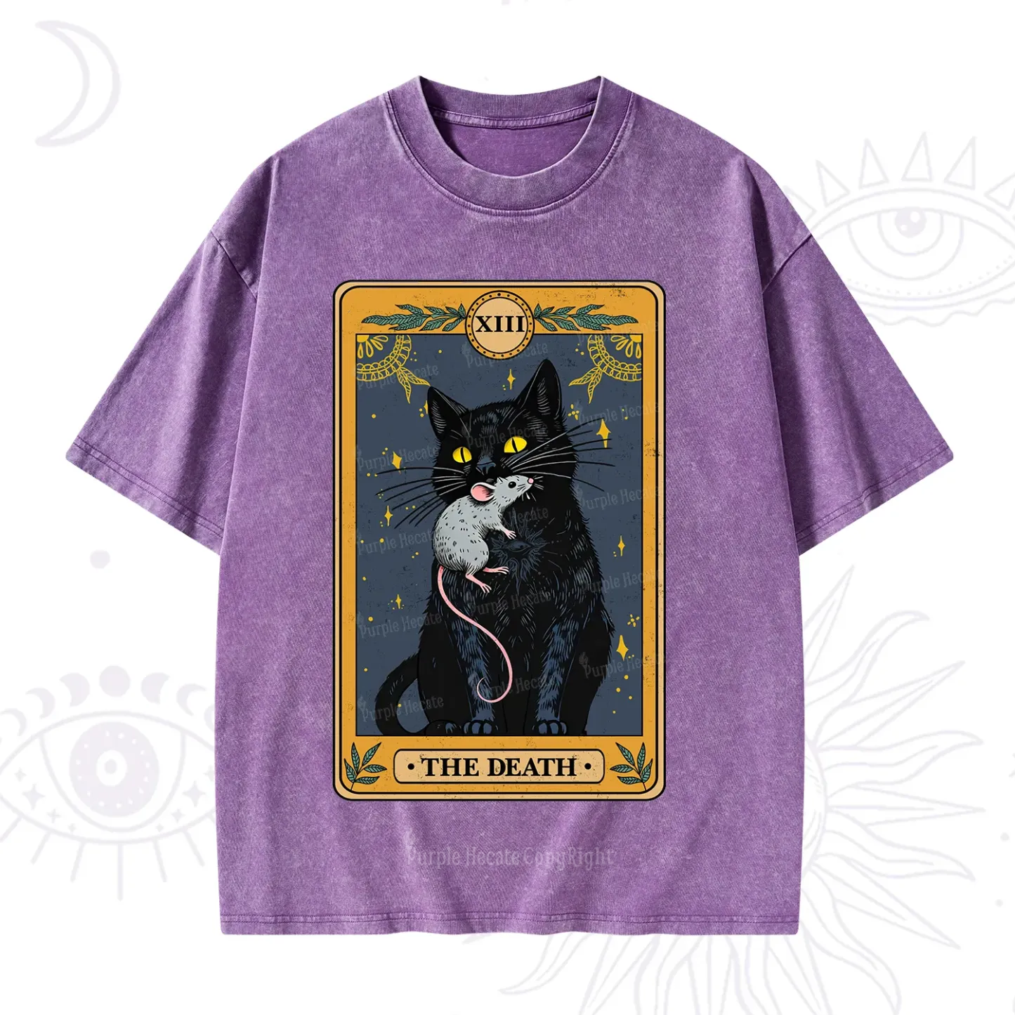 Purplehecate The Death Tarot Cat Washed T-Shirt