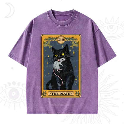 Purplehecate The Death Tarot Cat Washed T-Shirt